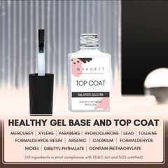 Makartt glossy top coat on nails provides salon-quality shine.