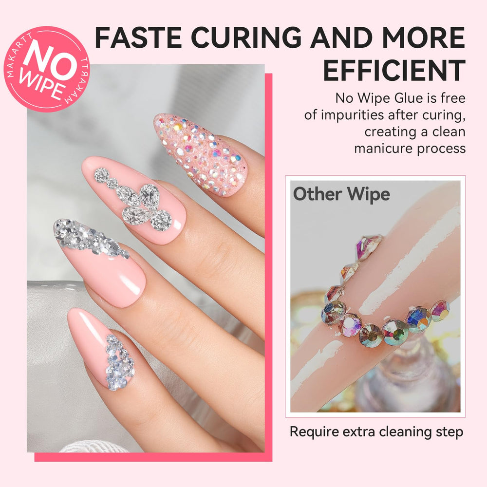 Makartt glue removable with a nail drill for easy refresh.