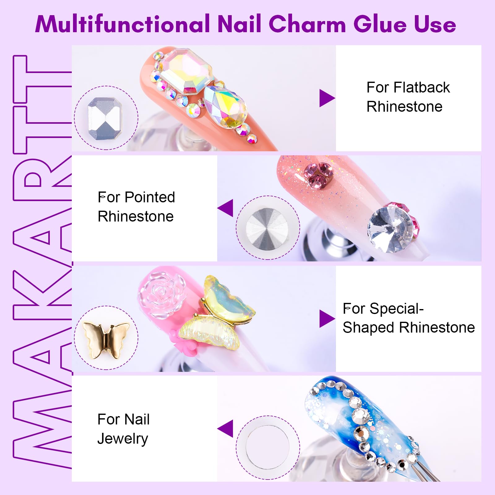 Makartt glue set with 15ml bottle and brush for DIY nails.