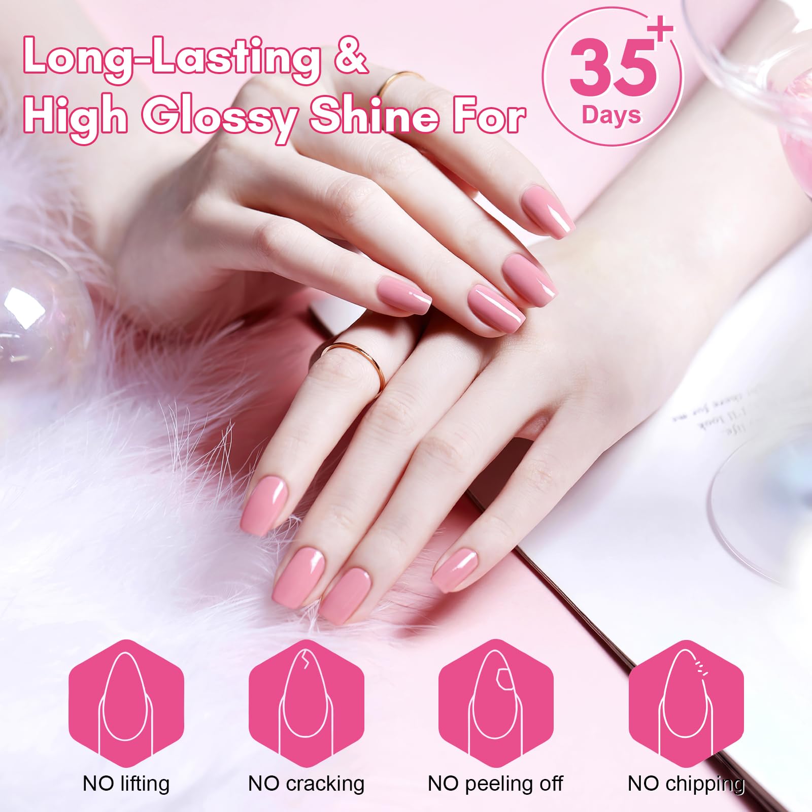 Makartt Hard Gel Top Coat highlights 3-in-1 sealing, strengthening, and rhinestone glue functions