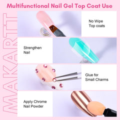 Makartt Hard Gel Top Coat shows high-gloss finish on nails