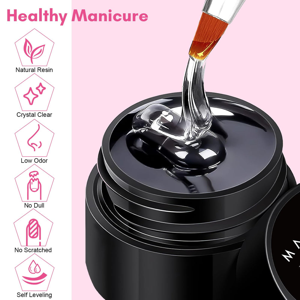 Makartt Hard Gel Top Coat compatible with mirror and chrome powders