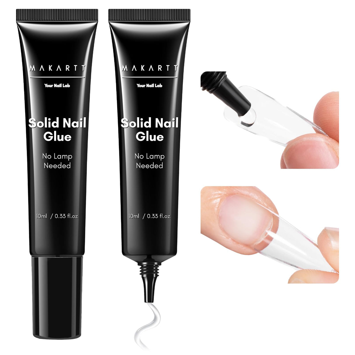 Makartt HEMA-free semi-solid nail glue bottle close-up for safe bonding.