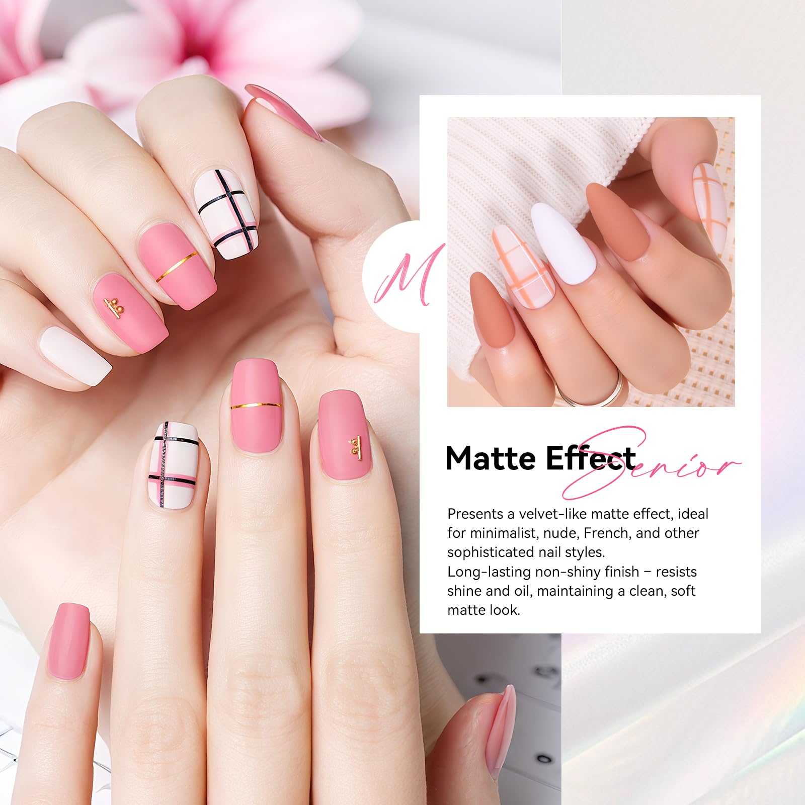 Makartt Matte Top Coat compatible with all gel polishes for matte finish.