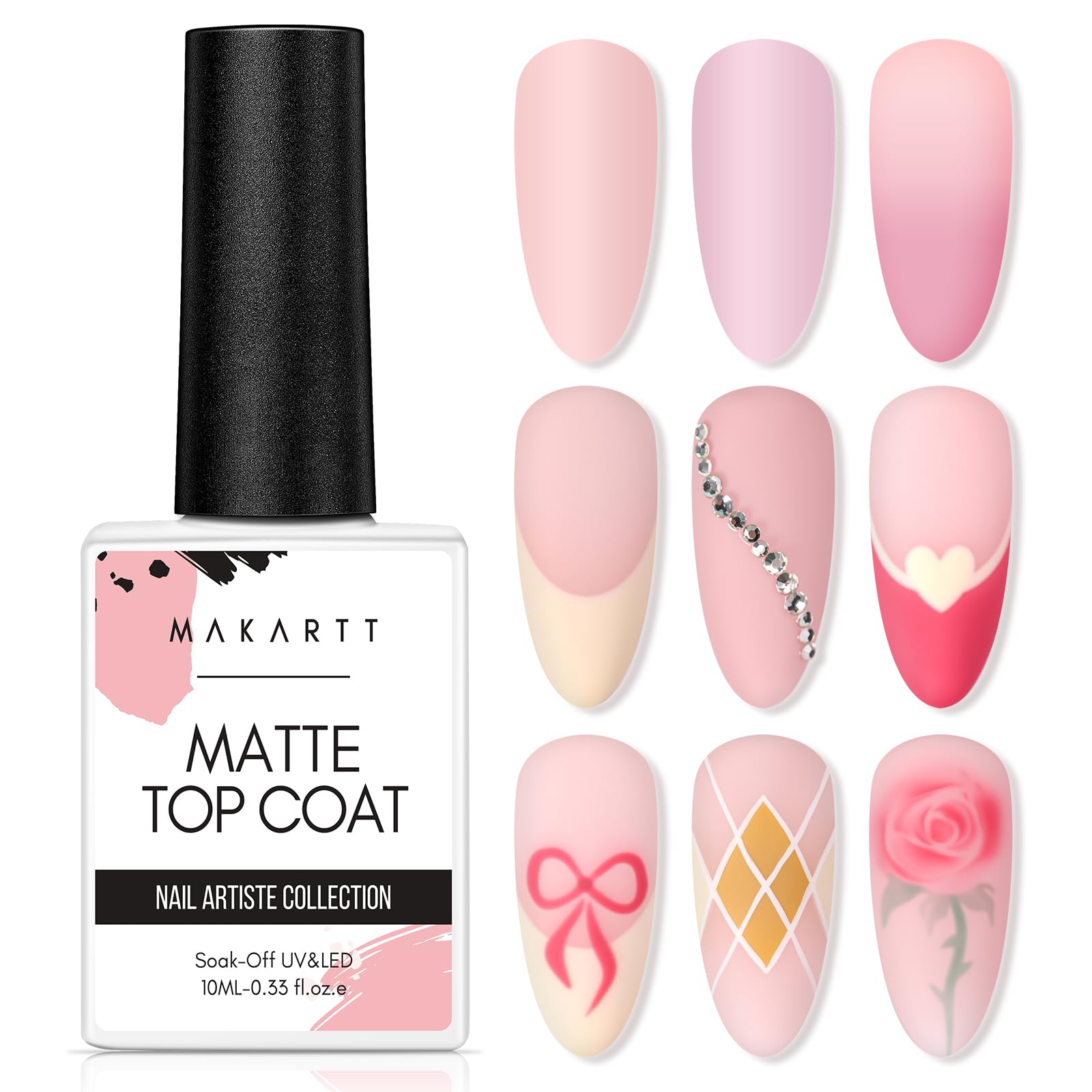Makartt Matte Top Coat velvet finish for a durable matte manicure.