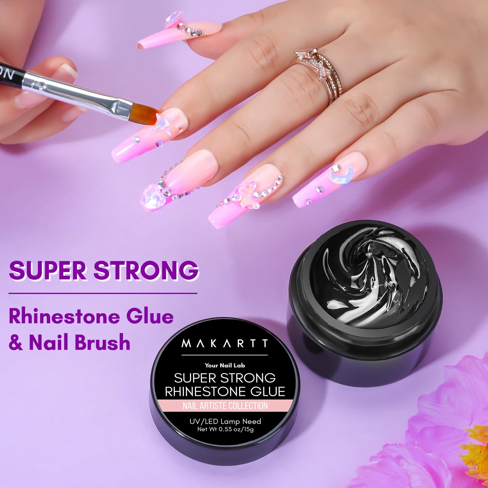 Makartt nail art brush pen for clean, controlled gemstone placement.