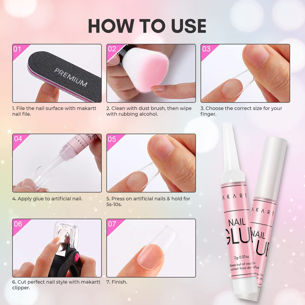Decorating nails with Makartt glue for rhinestones and beads