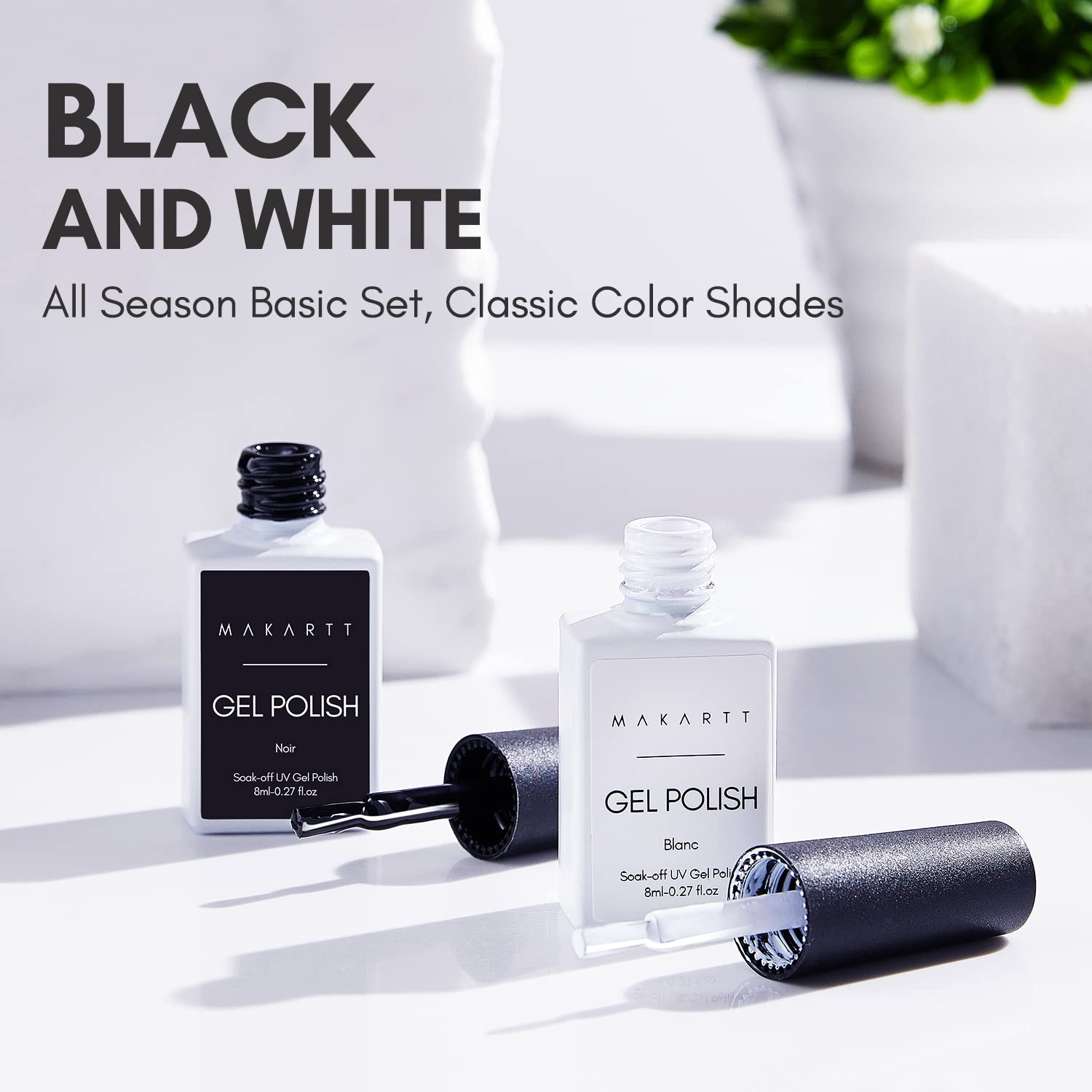 Makartt nail art setup with black and white design ideas