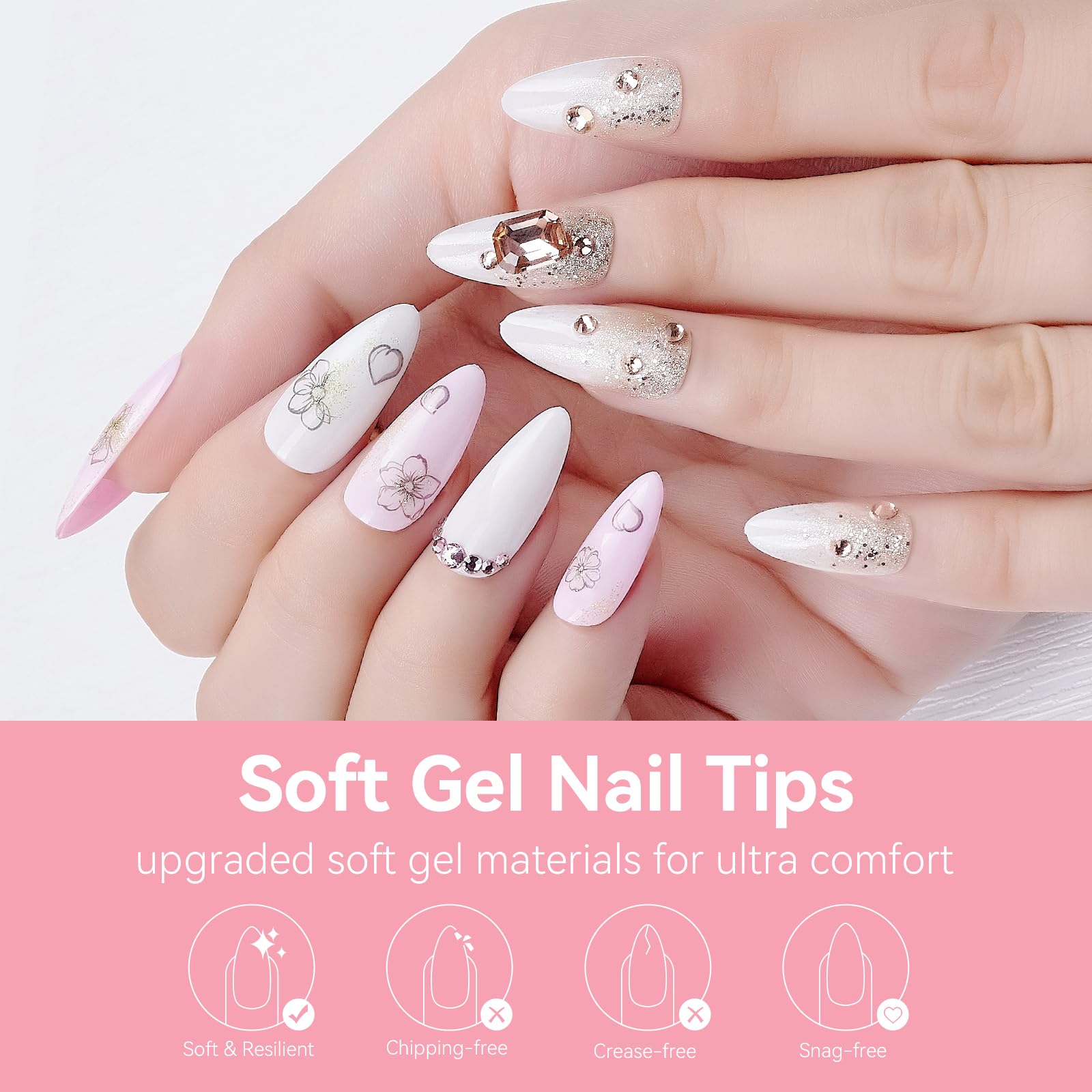 Makartt almond shape supports French and ombre nail art.