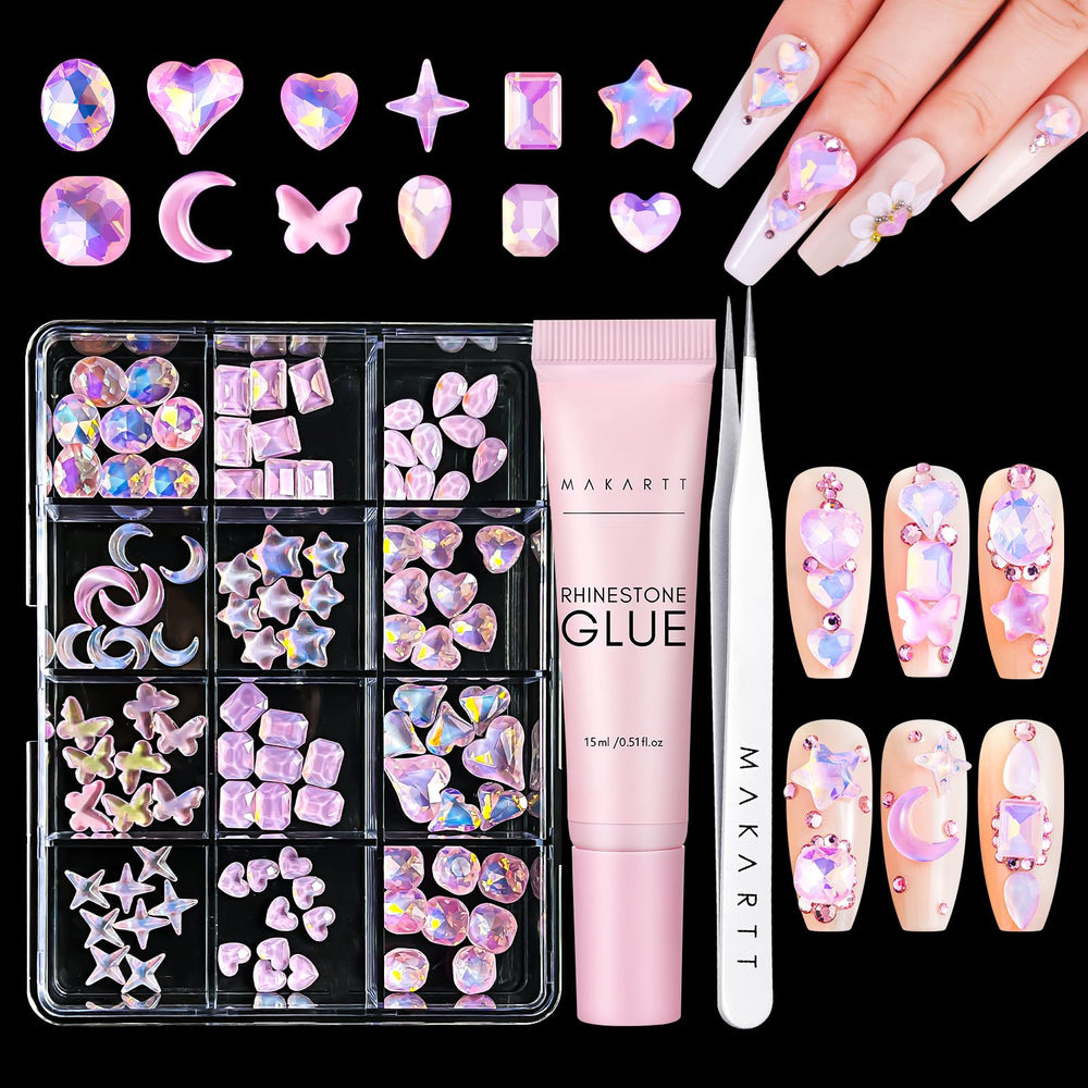 Makartt Nail Charms Glue Kit tube for precise gem adhesion.