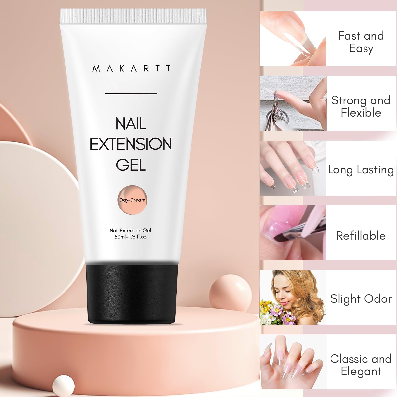 Makartt Nail extension application setup with dual forms and slip solution