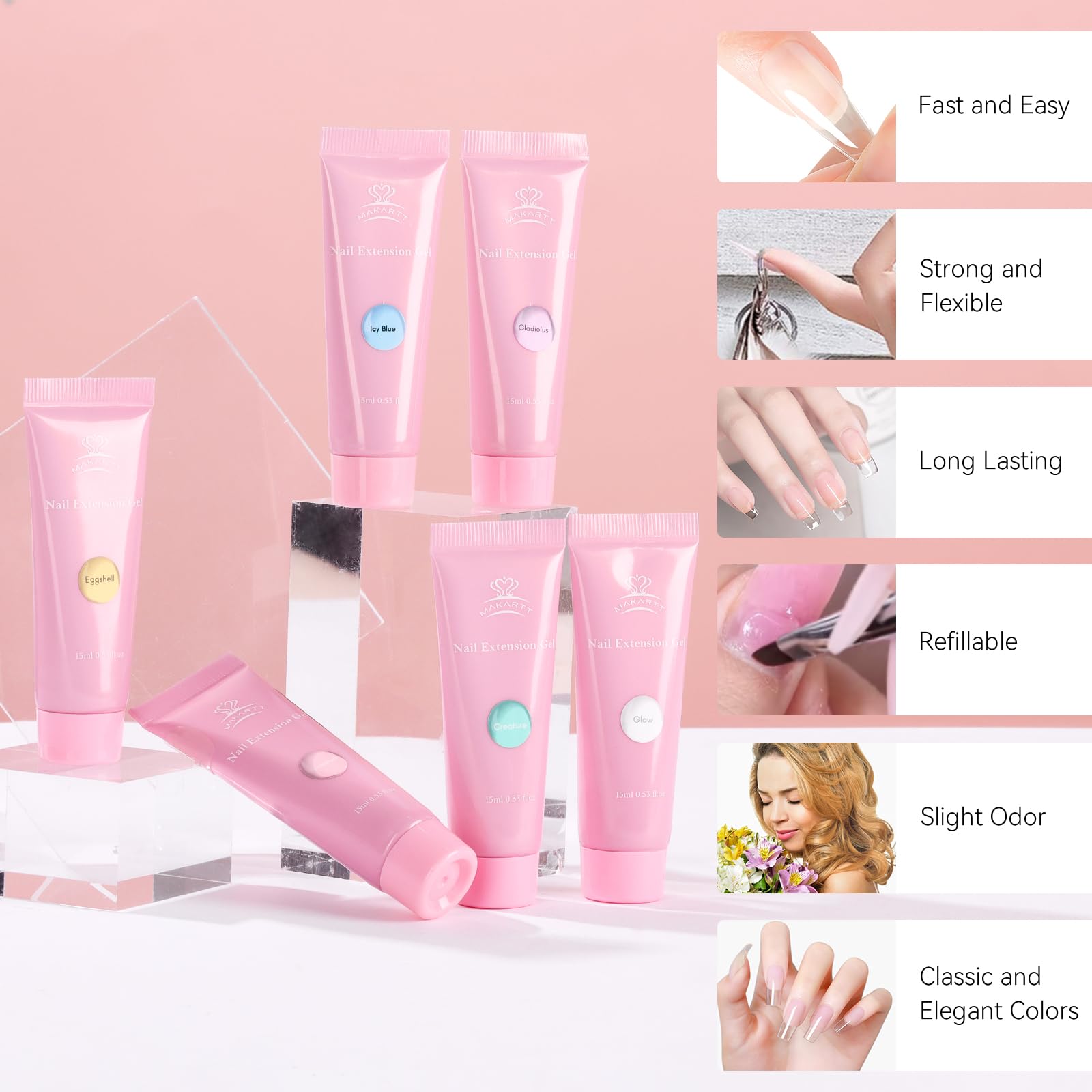 Makartt gel overlay on natural nails for stronger wear