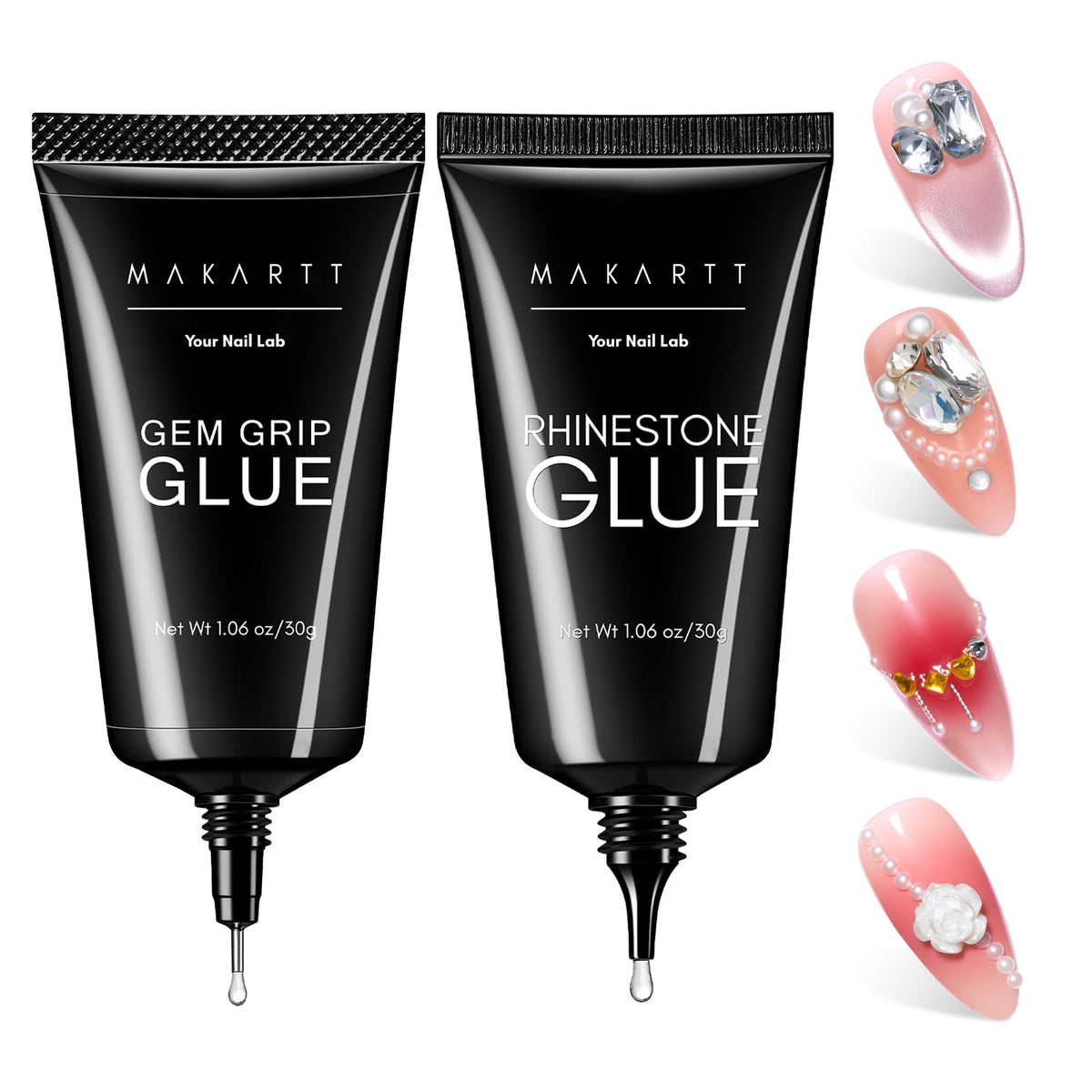 Makartt nail rhinestone glue bottle shown for easy 60g application and strong hold.