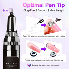 Makartt Nail Rhinestone Glue Gel uses a pen tip for tiny placements and precision.