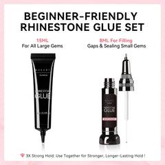 Makartt rhinestone glue set 8ml brush tip application shown for easy use.