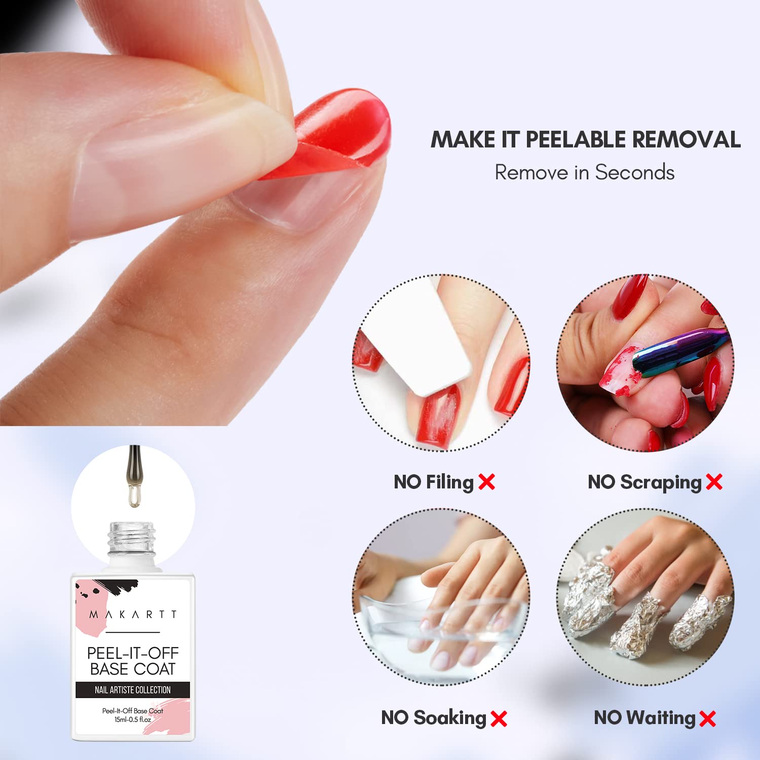 Makartt Peel Off Gel Base Coat sticky finish signals readiness.