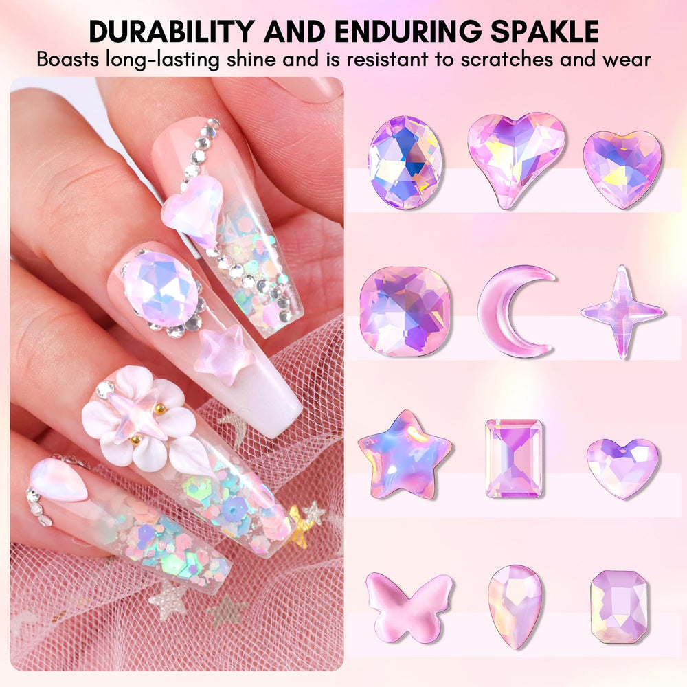 Makartt pink rhinestones collection sparkling for nails and DIY decor.