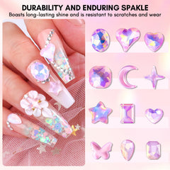 Makartt pink rhinestones collection sparkling for nails and DIY decor.