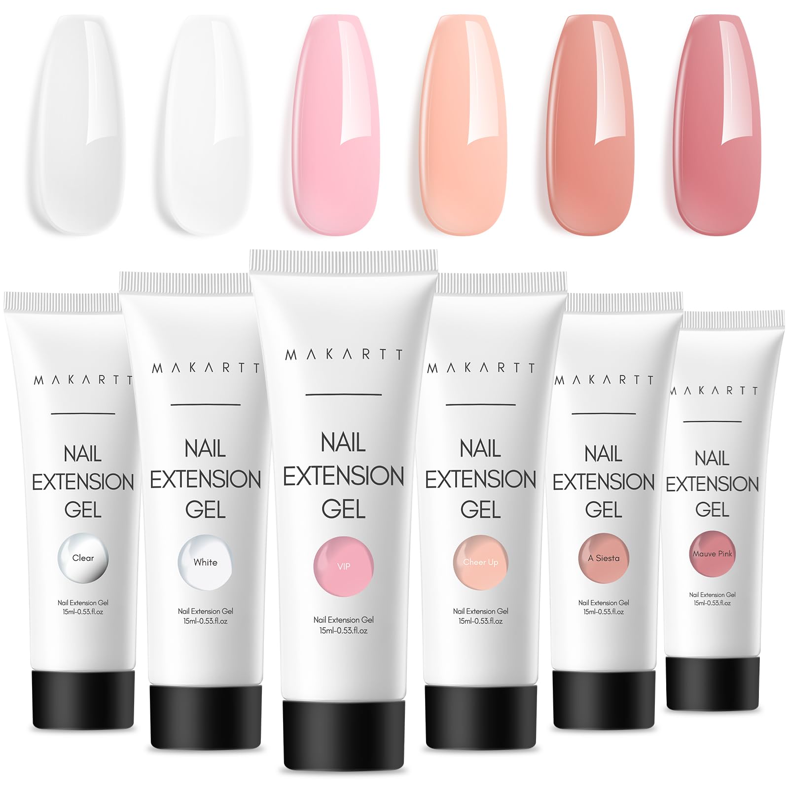 Makartt Poly Nail Gel Kit 6-color collection enables elegant extensions.
