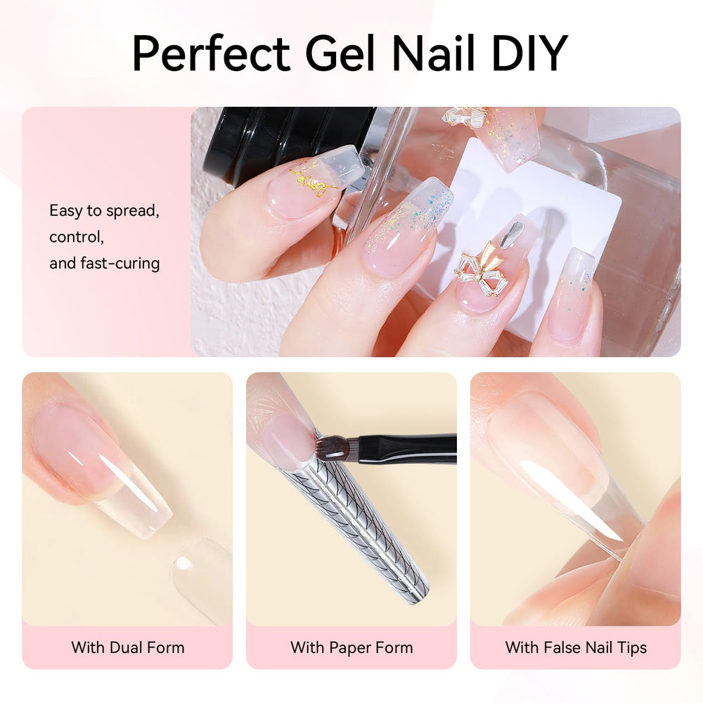 Makartt Poly Nail Gel Kit base gel strengthens natural nails.