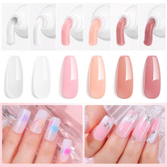 Makartt Poly Nail Gel Kit clear gel swatch for crystal-clear overlays.