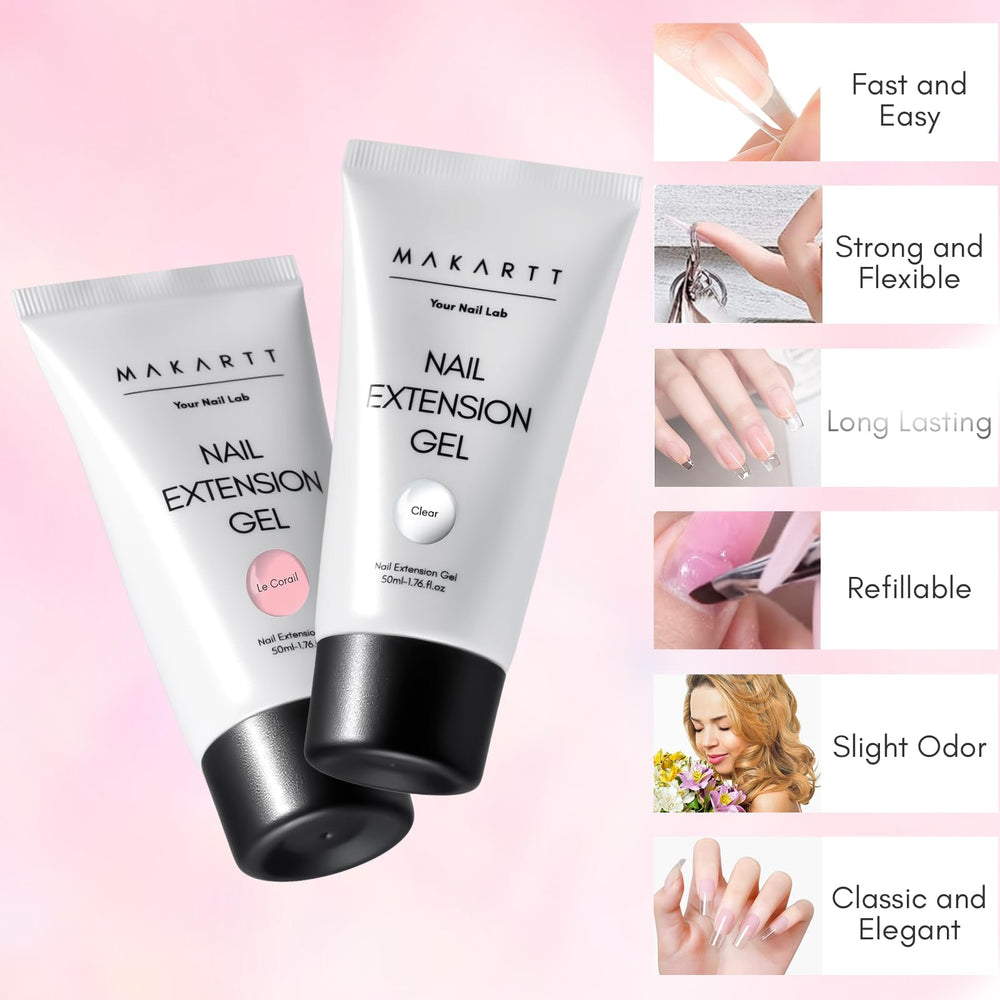 Makartt Poly Nail Gel Kit nature pink 50ml bottle for natural-looking nails