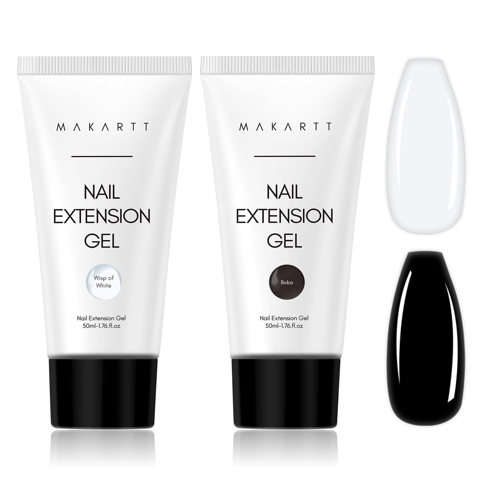 Makartt Poly Nail Gel Set in sheer black 50ml for creative French and ombre designs.