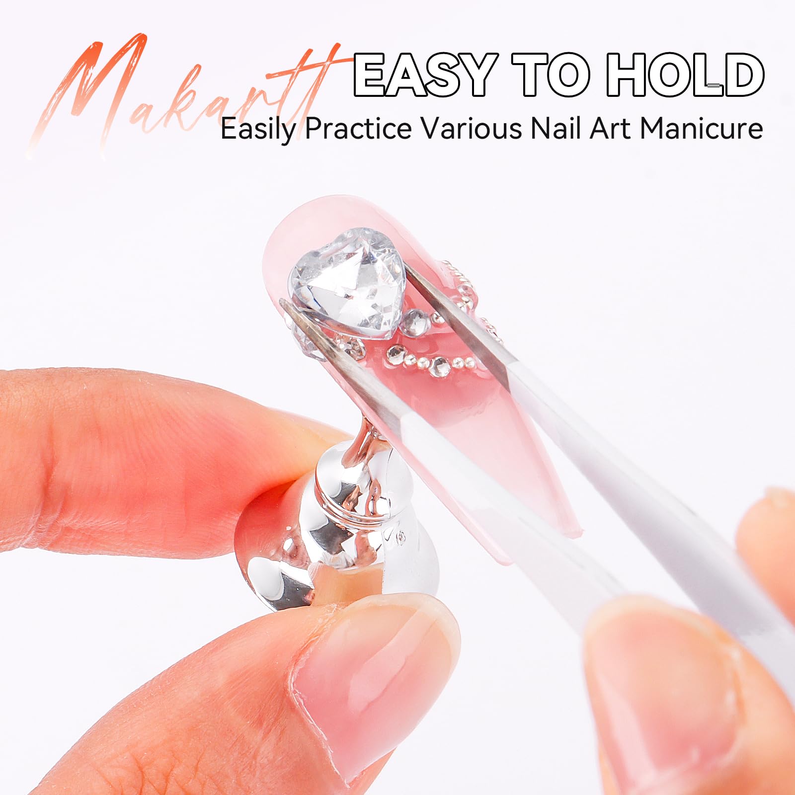 Makartt practice nail holder with double-sided tape for firm grip.