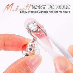 Makartt practice nail holder with double-sided tape for firm grip.
