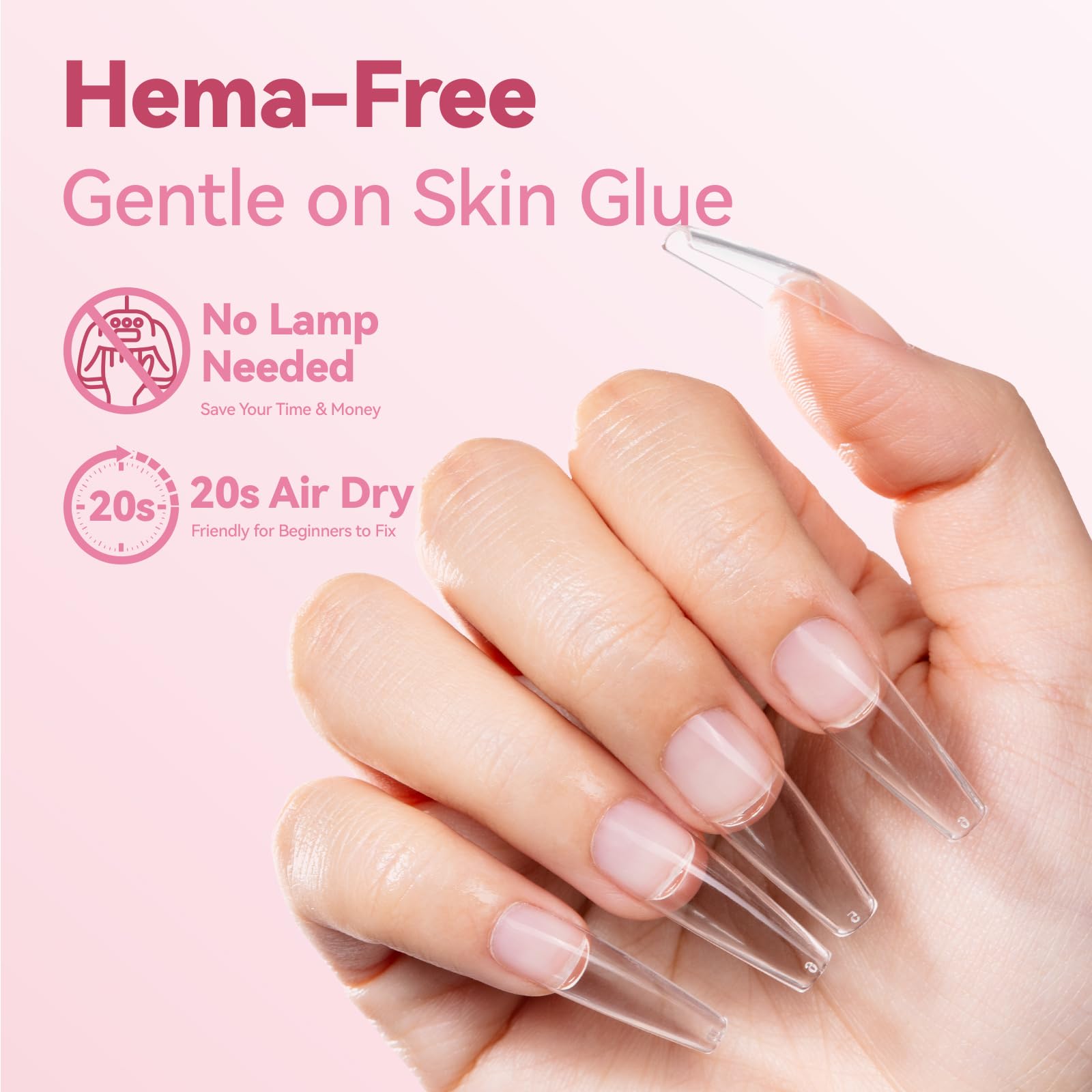 Applying press-on nails with Makartt glue for precise, lasting adhesion.