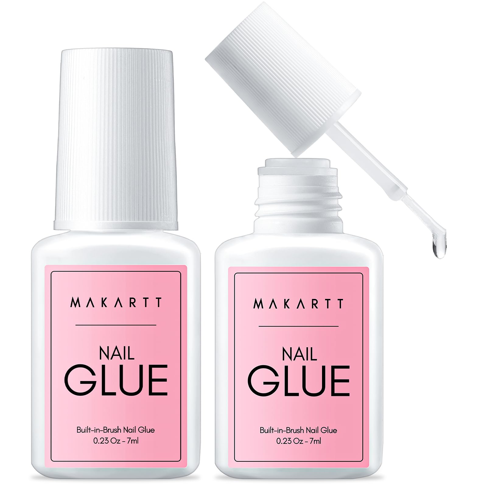 Makartt Quick Nail Glue bottle closeup showing fast-drying formula for press-ons.