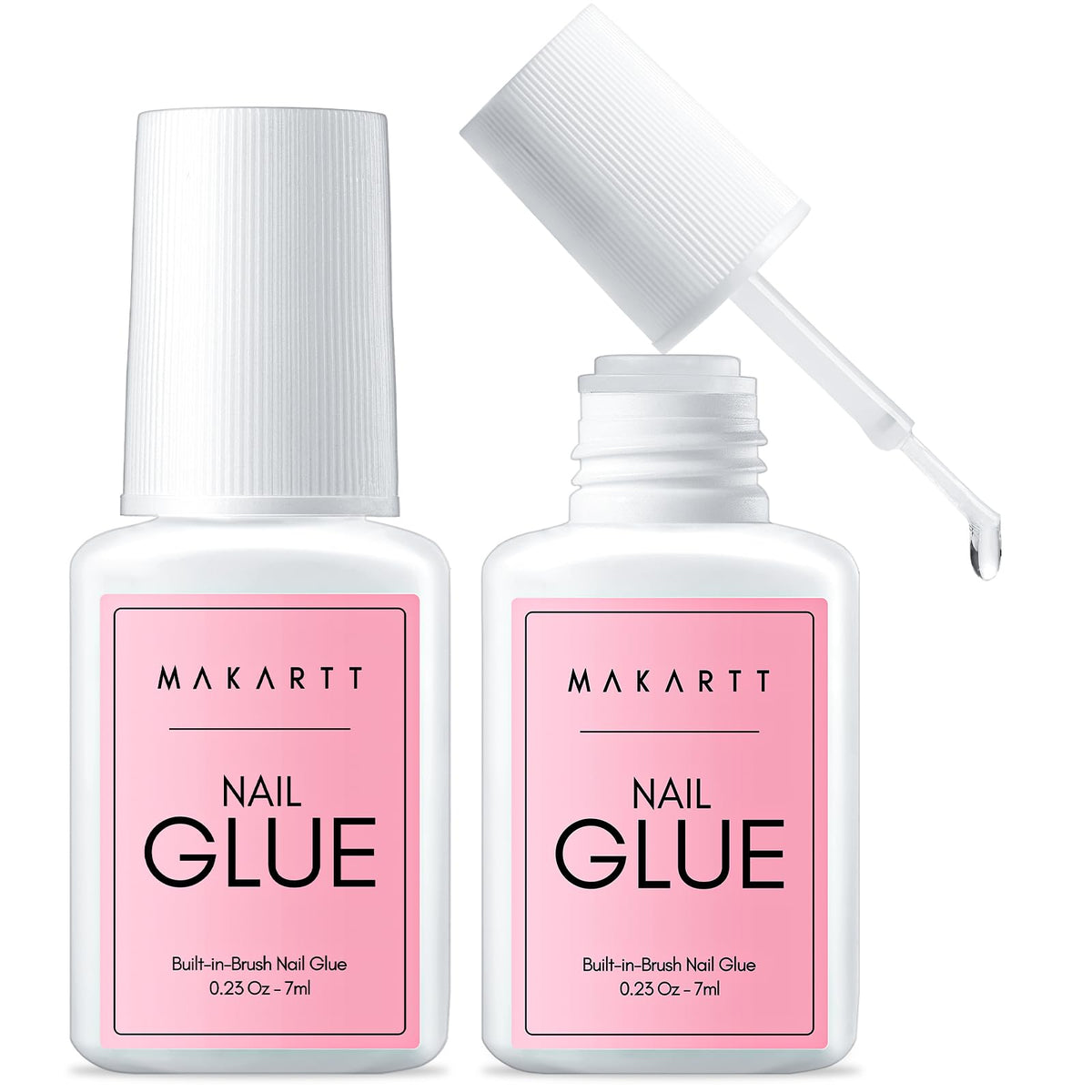Makartt Quick Nail Glue bottle closeup showing fast-drying formula for press-ons.