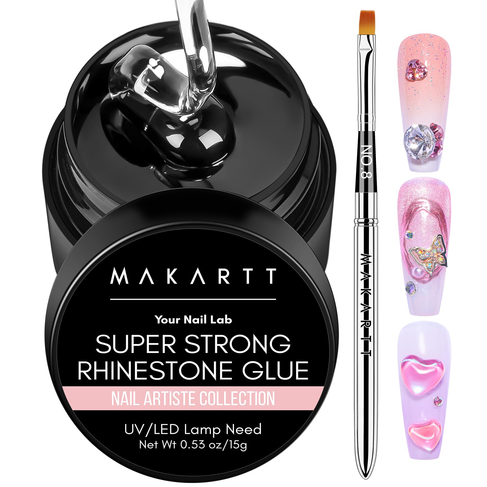 Makartt rhinestone glue bottle for precise nail art adhesion.