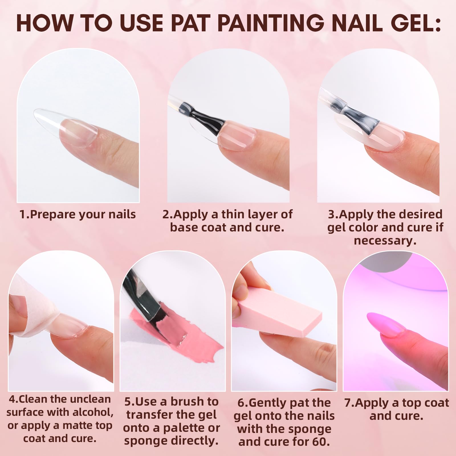 Makartt smooth application steps demonstrated for bubble-free nails.