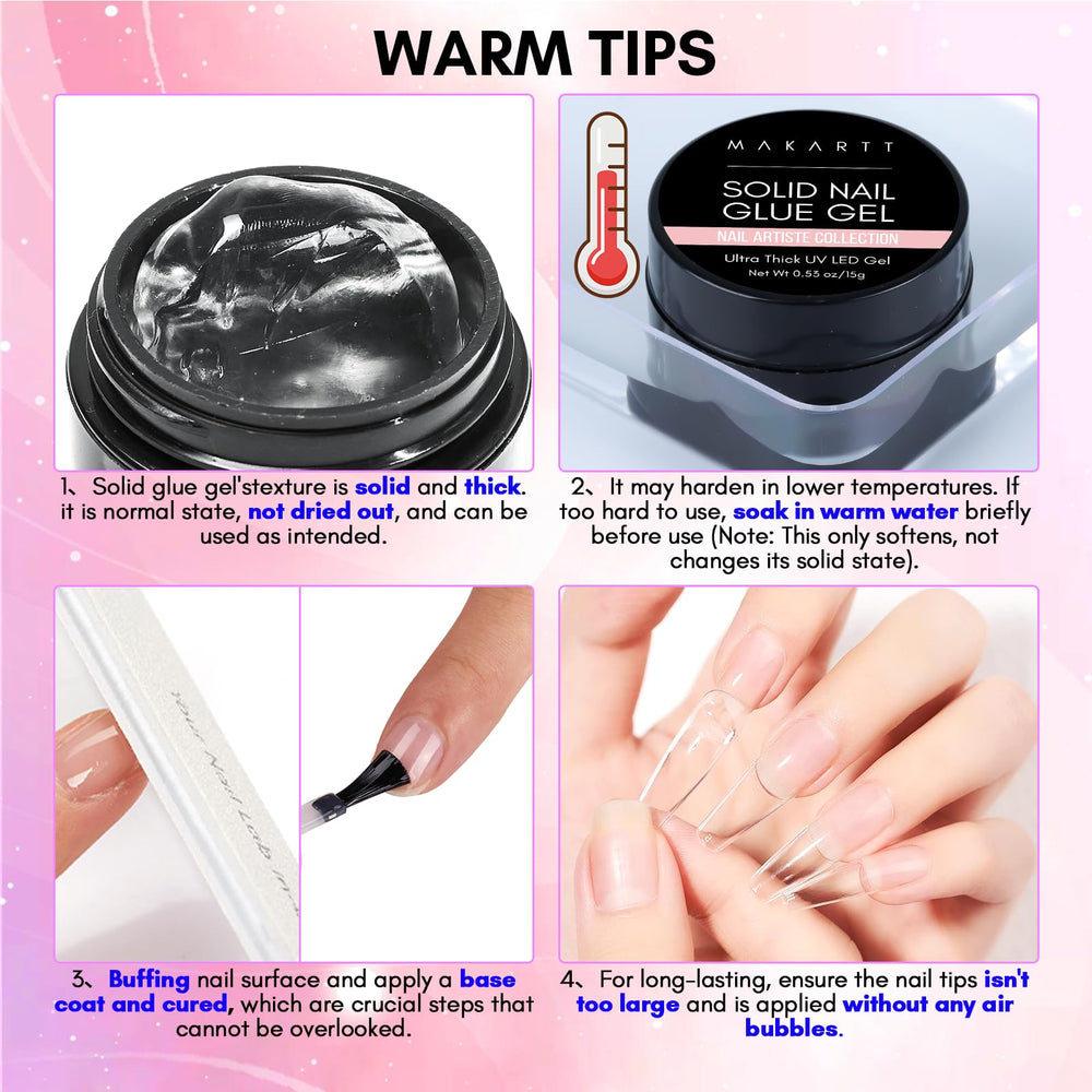 Makartt solid nail glue two 15ml bottles shown for value.