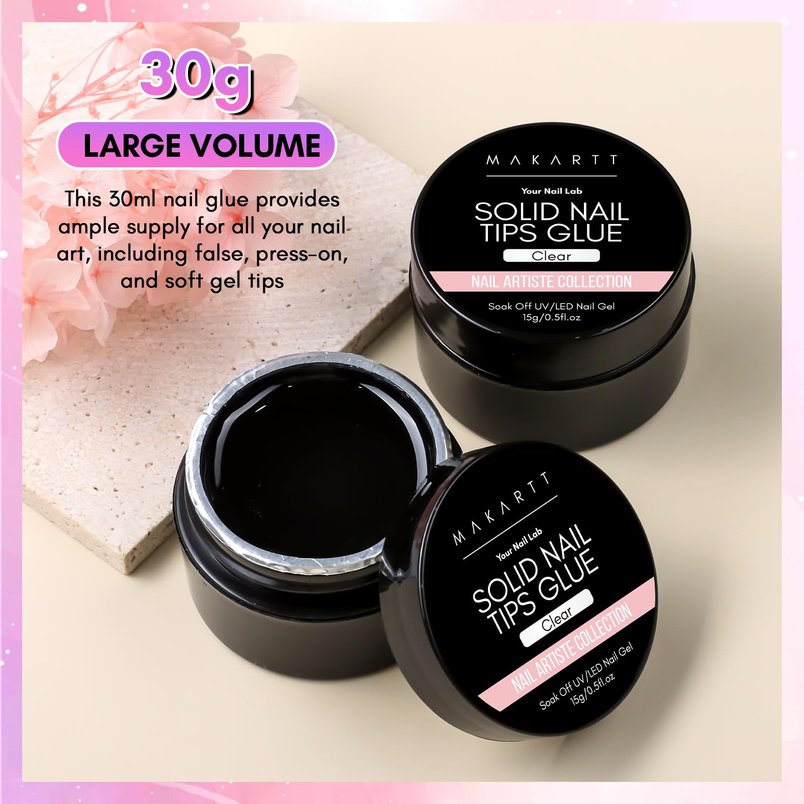 Makartt solid nail glue bonds tips with strong adhesion for secure extensions.