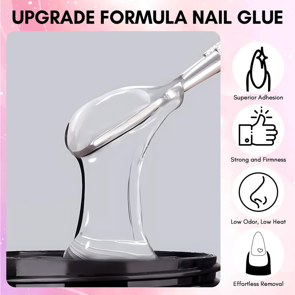 Makartt solid nail glue enables hands-free curing for convenient nail setup.