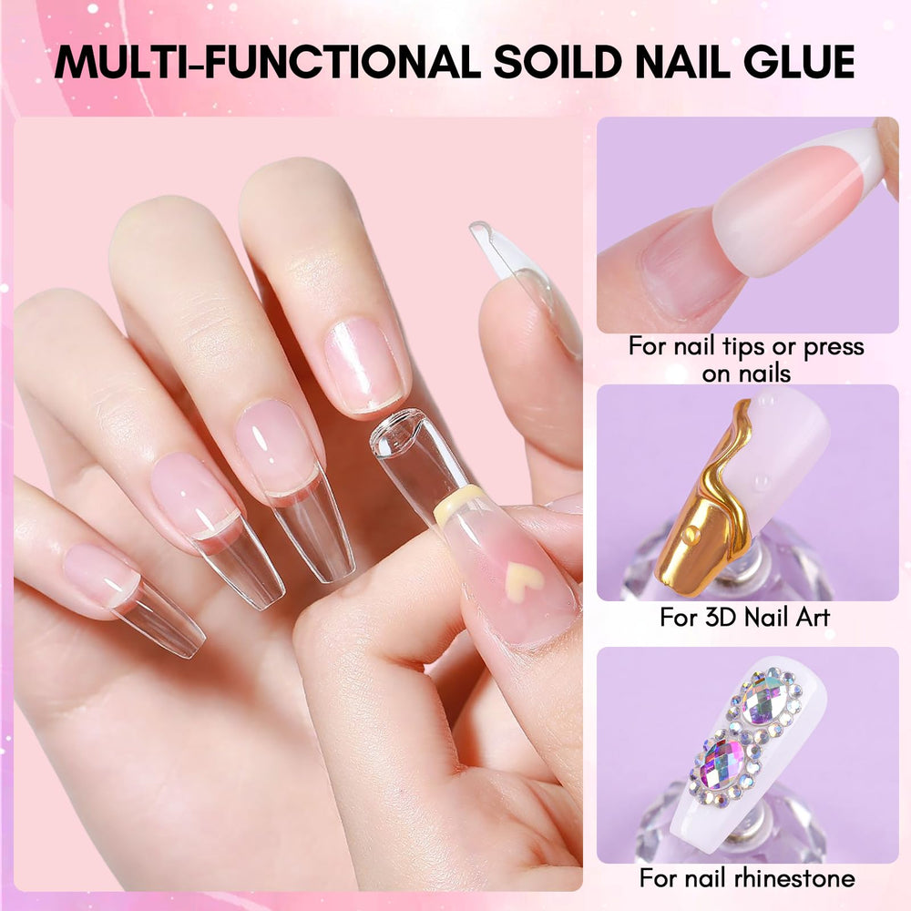 Makartt solid nail glue prep with base coat for lasting wear.