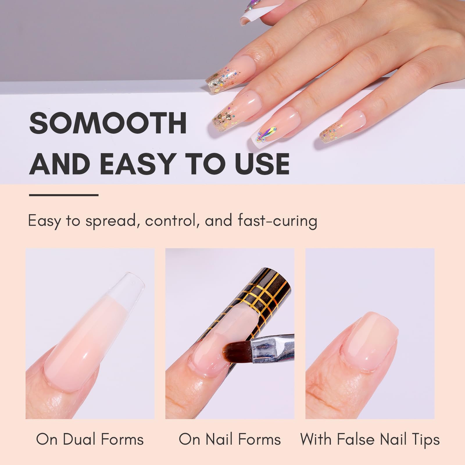 Makartt Before and after using poly gel builder for stronger nails