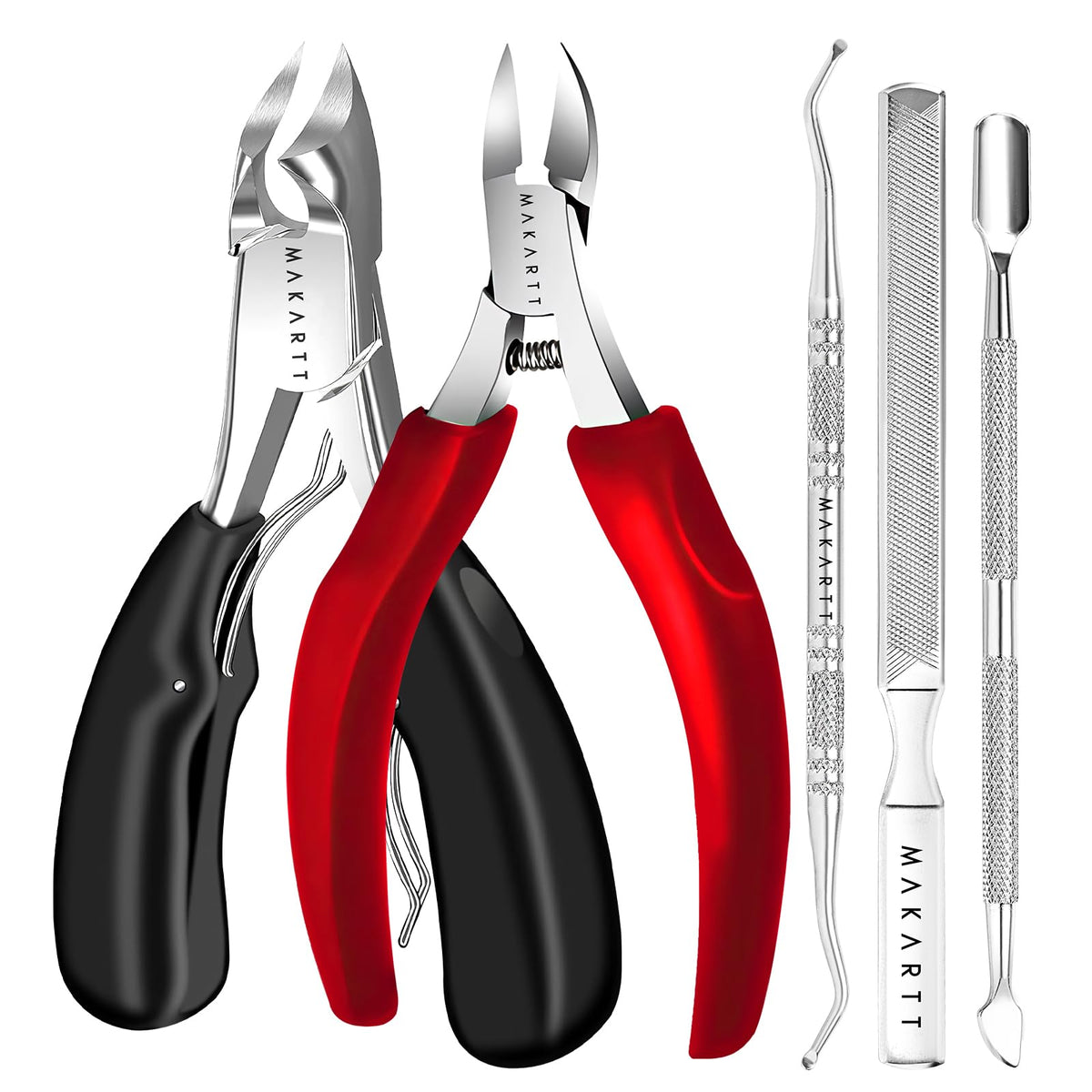 Makartt toenail clippers with a wide jaw opening for easier thick nail trimming