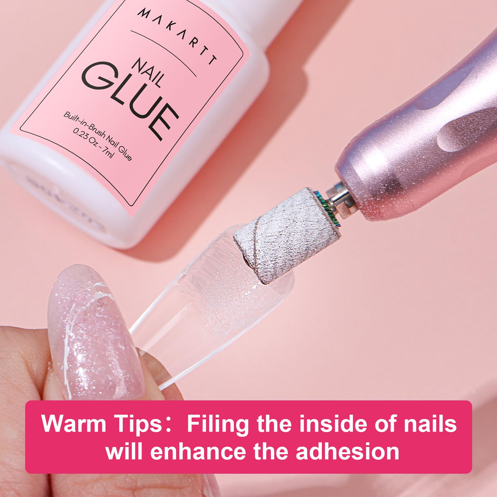Makartt travel-size 7ml glue fits compact nail kits.