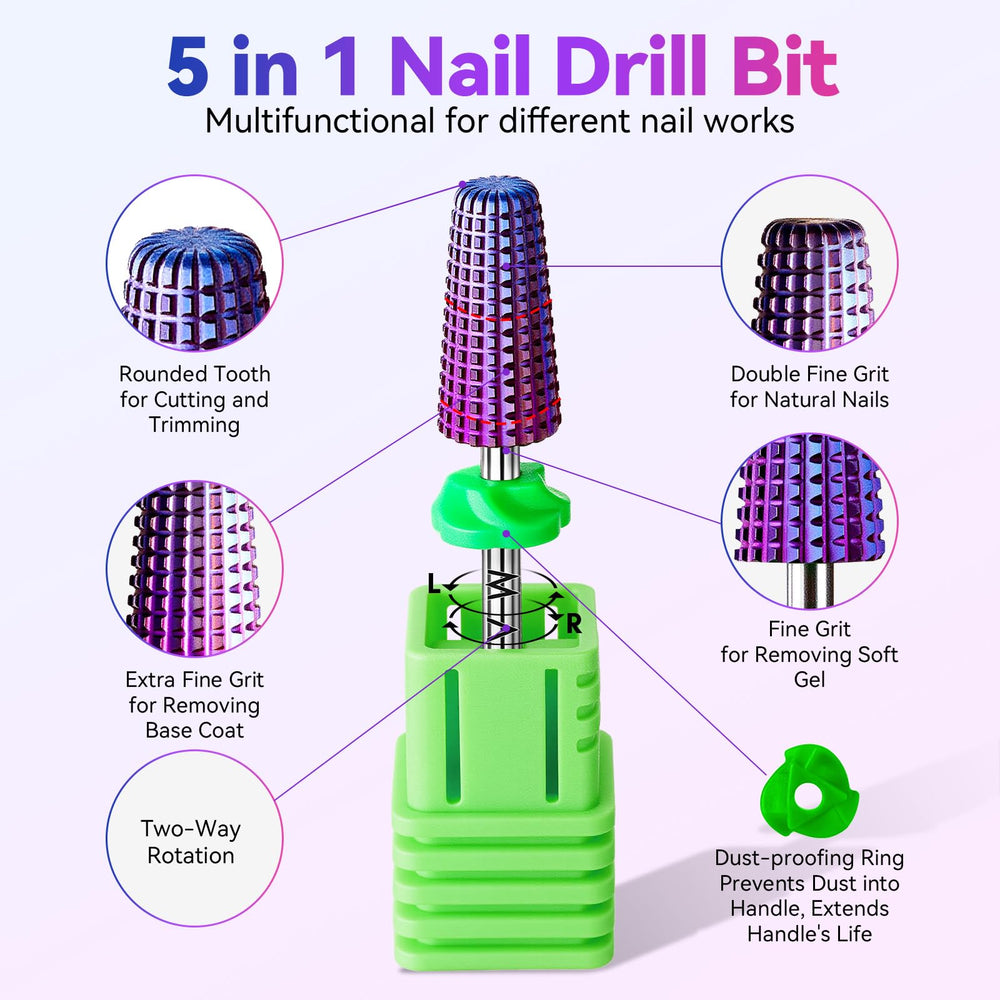 Makartt two-way rotation nail bit for both left and right handed users