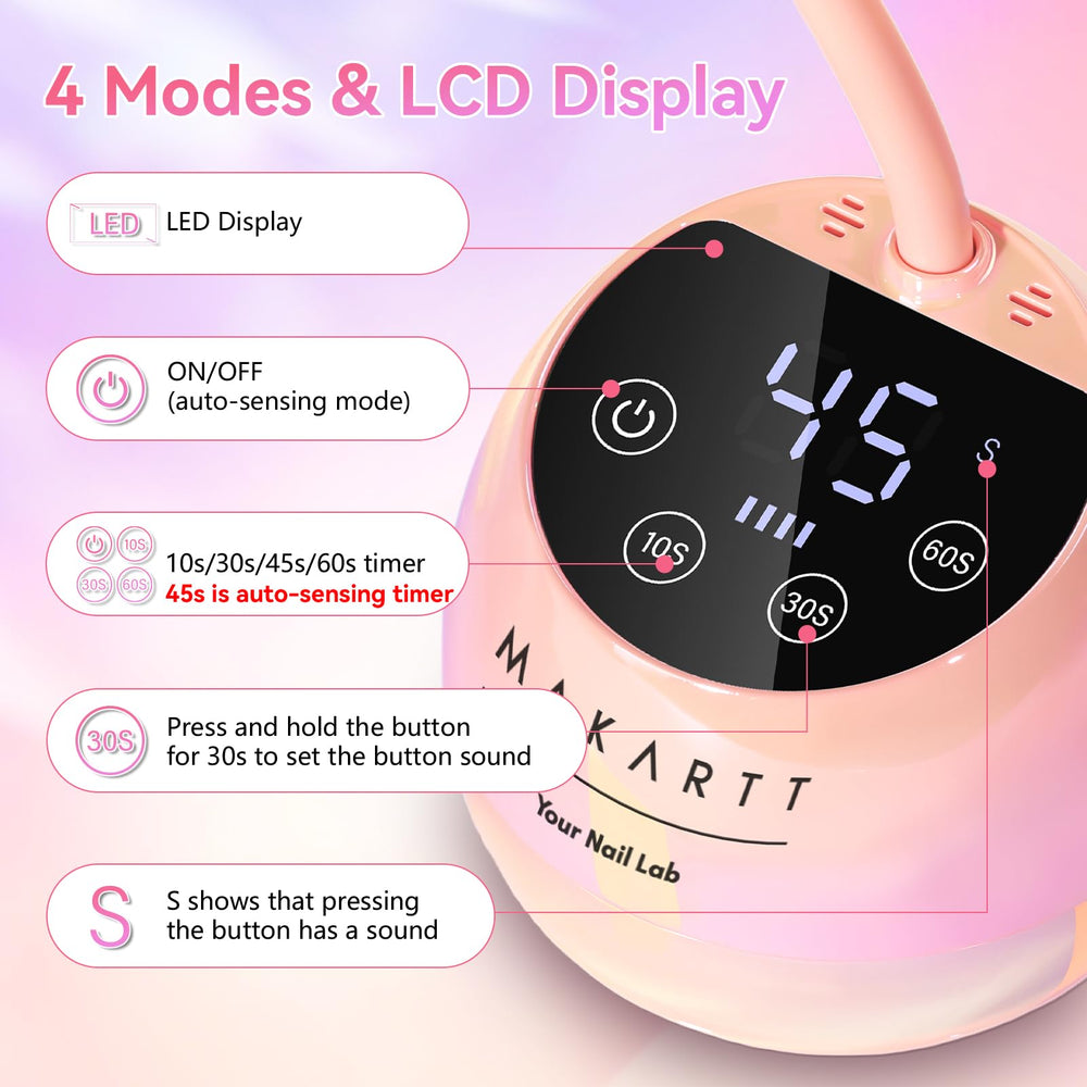 Makartt lamp accelerates curing across gel types with even output.