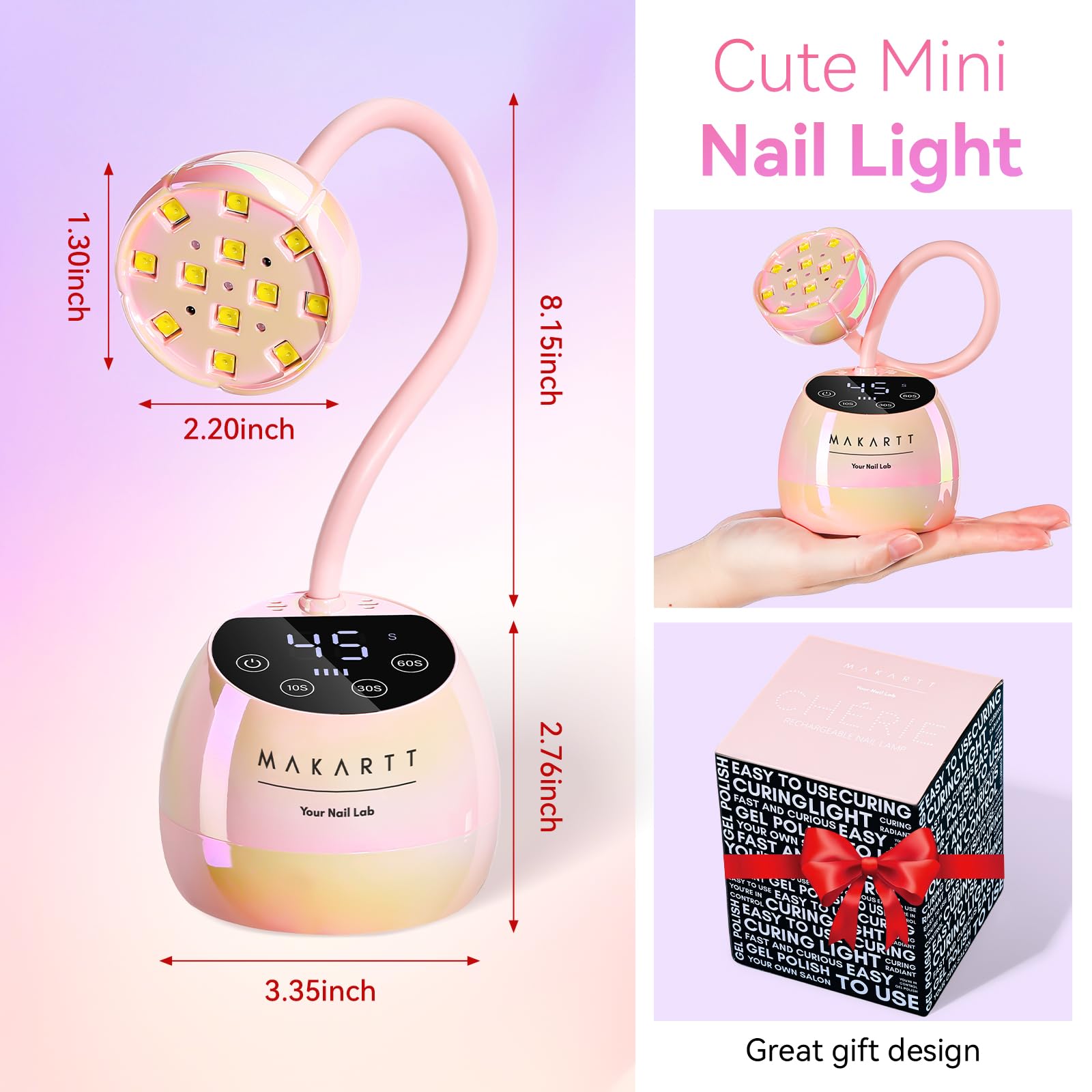Makartt nail lamp suited for portable home use and quick sessions.