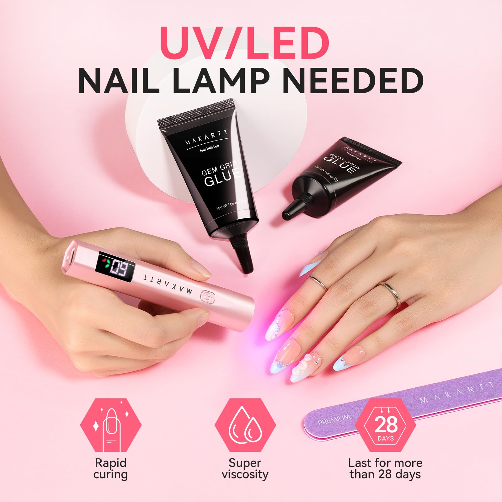 Makartt vegan, cruelty-free nail glue with low odor.