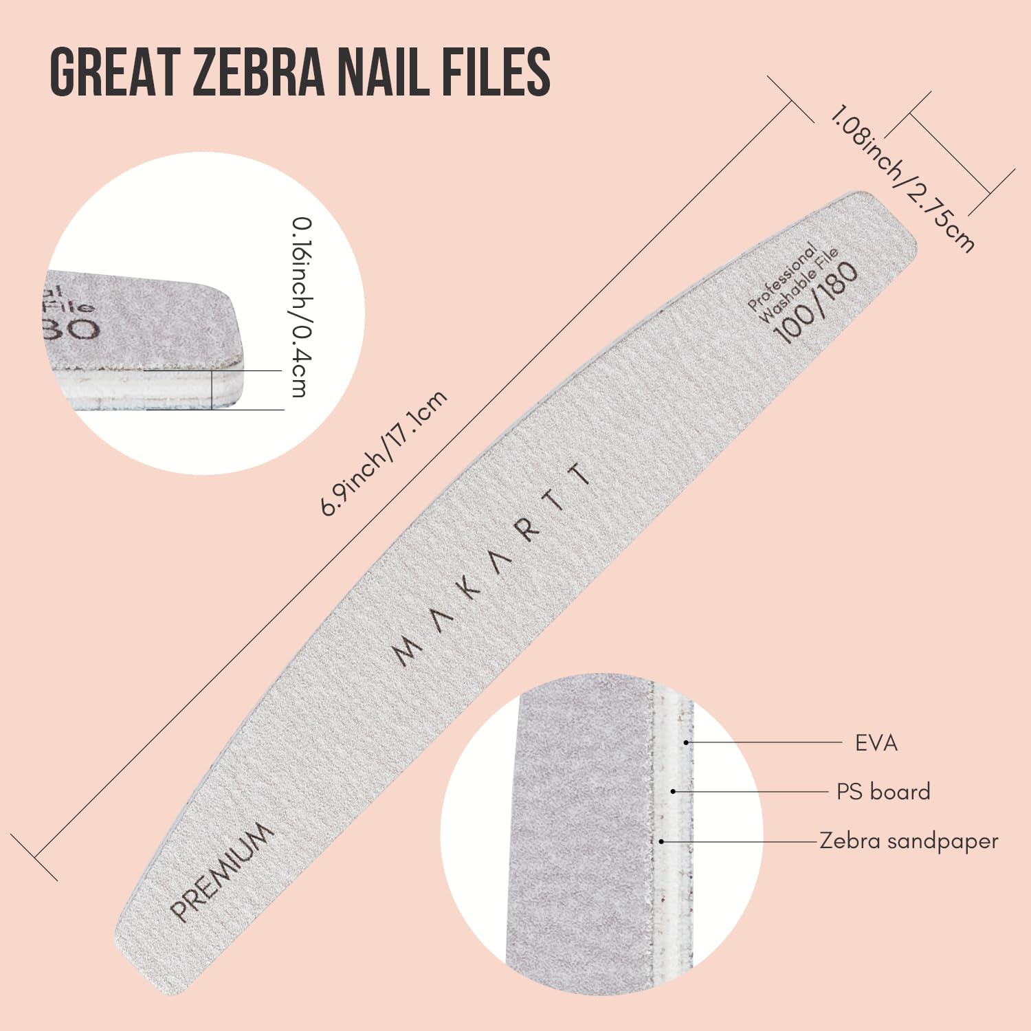 Makartt 100 grit nail shaper for fast shortening and shaping