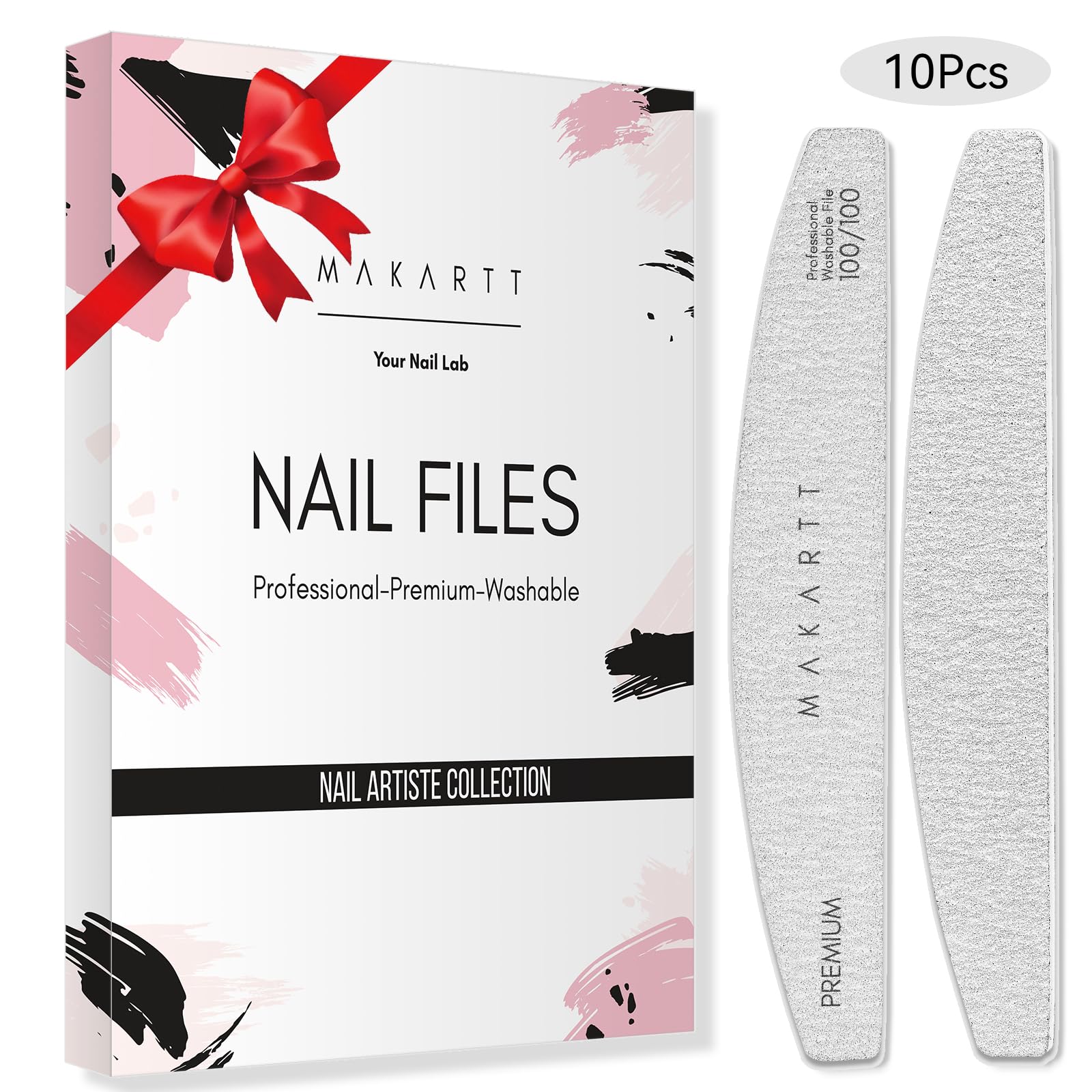 Makartt zebra nail file with dust-resistant coating for clean shaping during services.