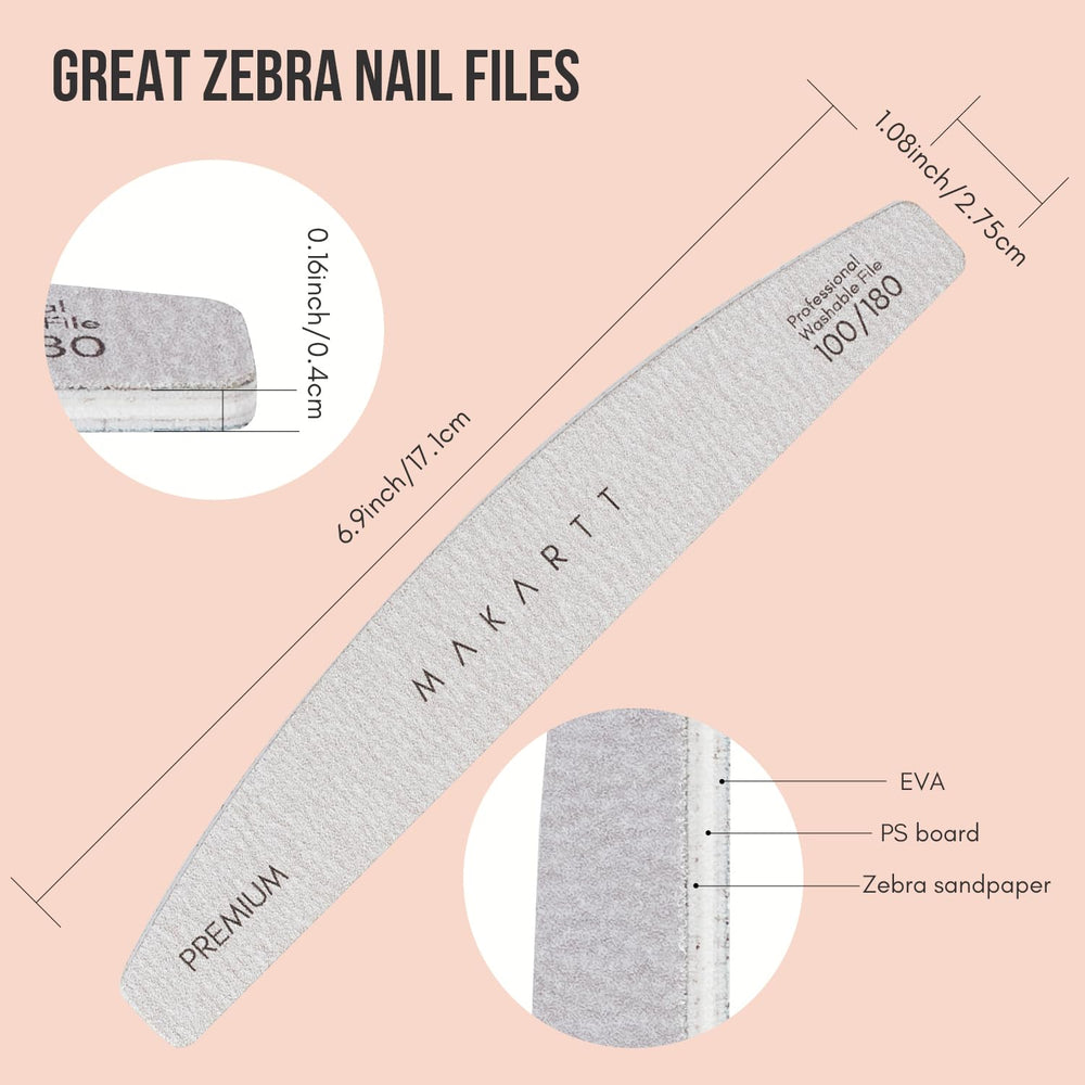 Makartt zebra-pattern nail file for durable on-the-go manicures