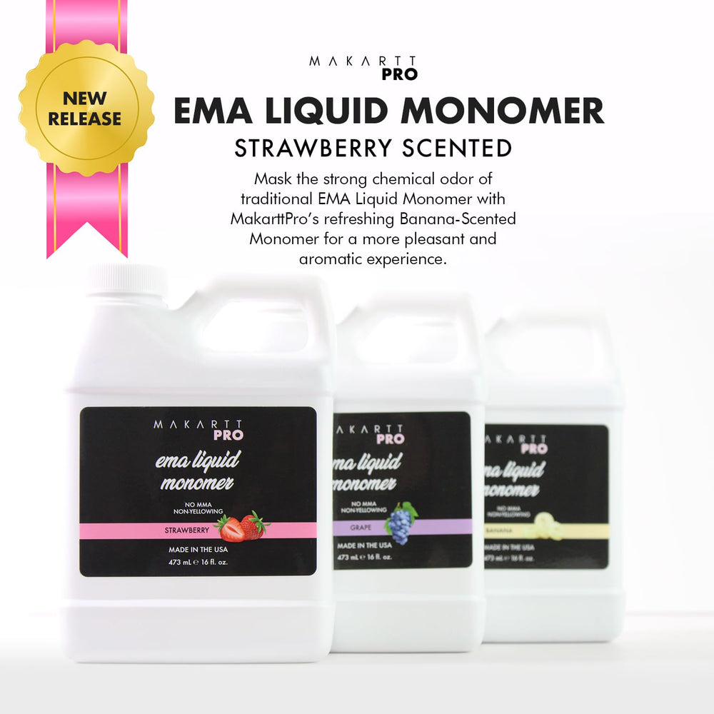 MakarttPro 16oz strawberry monomer container enables clean, spill-free salon use.