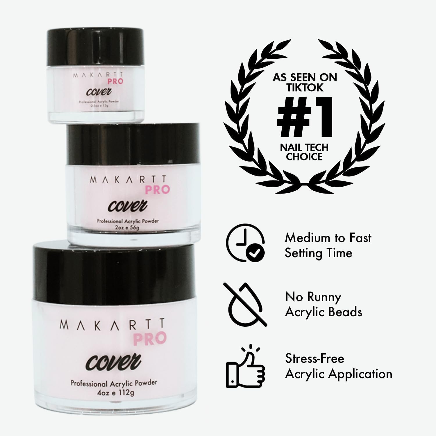 MakarttPro creamy almond nail set demonstrates natural color with durable finish.